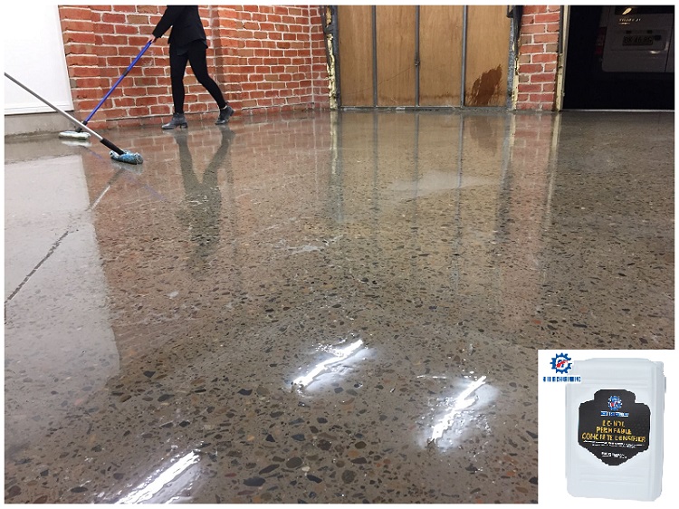 polished concrete flooring with concrete hardener desifier